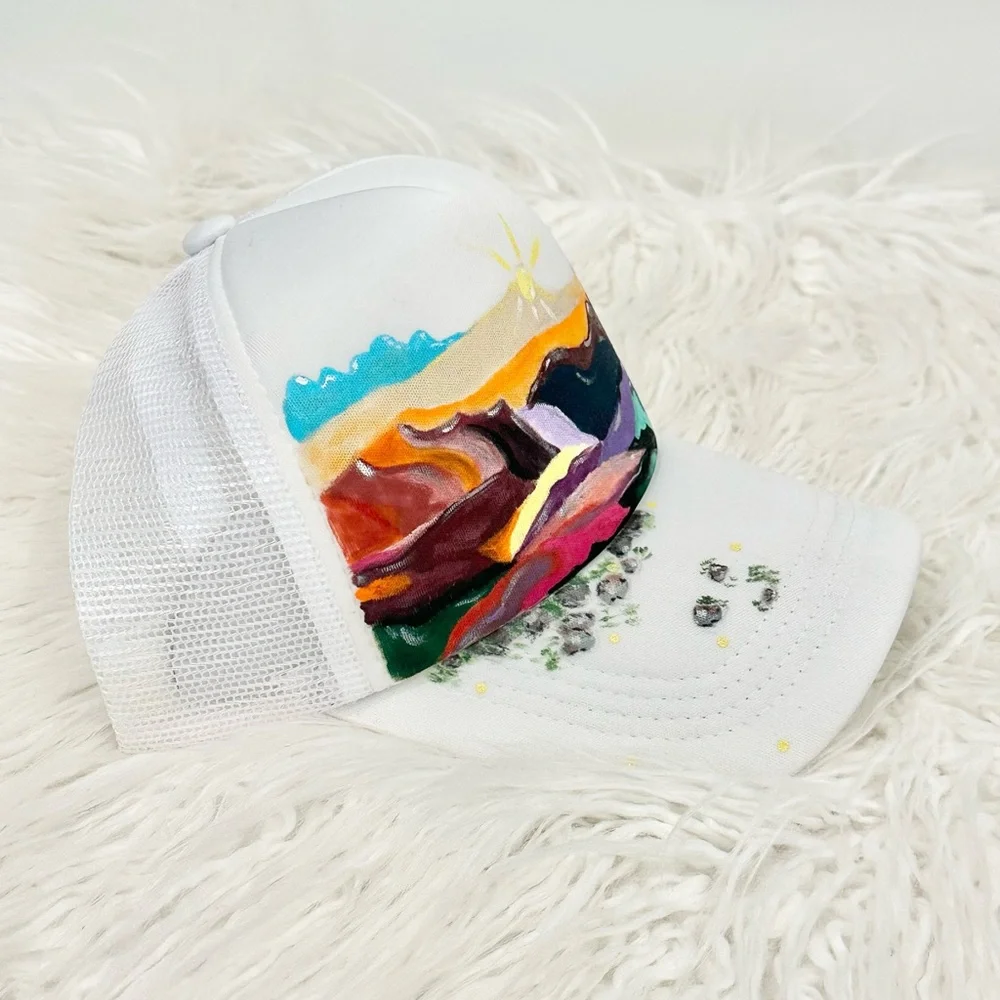 Landscape Colorful Women's Handmade Cap Hat Summer